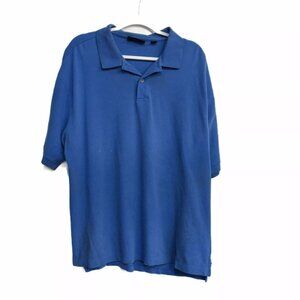 Ashworth Mens Blue Cotton Polo Shirt Solid Short Sleeve Spread Collar 2XL